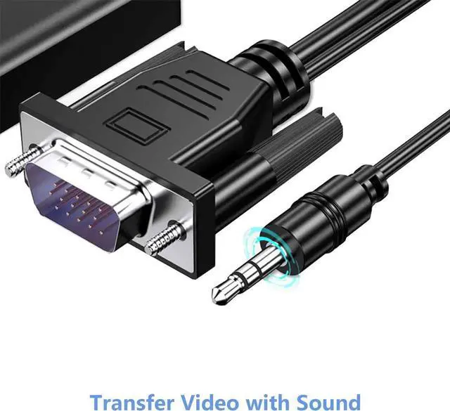Main image of VGA to HDMI Adapter for Connecting Traditional VGA Interface Laptop, PC to HDMI Monitor or Projector, Hannord 1080P VGA Male to HDMI Female Converter with 3.5mm Audio Lead and Power Supply Port