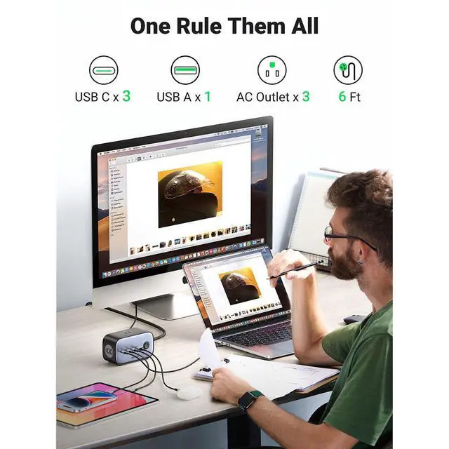 Alt view image 5 of 7 - WRIARICH DigiNest Pro 100W USB GaN 7-In-1 Desktop Charging Station