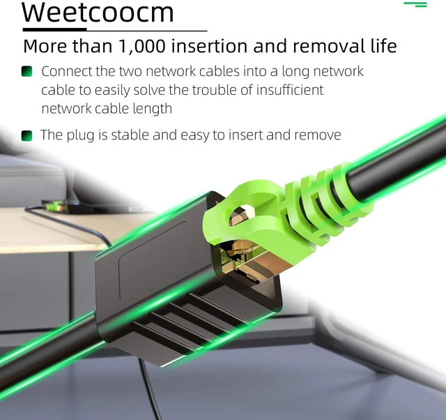 Alt view image 4 of 5 - Vszerda Weetcoocm Ethernet Extension Cable 50ft, Network Cat6a Extension Patch Cable RJ45 Cords Shielded Male to Female Connector (50FT)