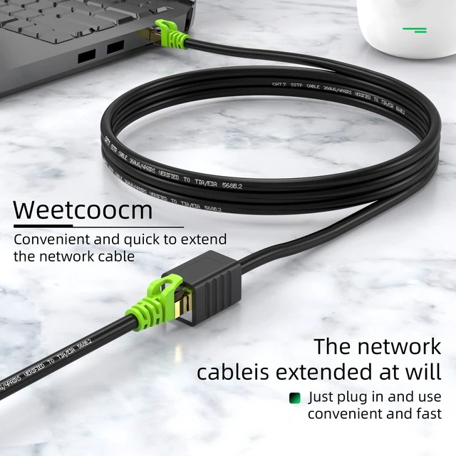 Alt view image 5 of 5 - Vszerda Weetcoocm Ethernet Extension Cable 50ft, Network Cat6a Extension Patch Cable RJ45 Cords Shielded Male to Female Connector (50FT)