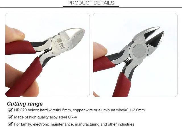 Alt view image 4 of 4 - WRIARICH BST-2D Electrical Wire Cable Cutters Cutting Side Snips Flush Pliers Nipper Anti-slip Rubber Mini Diagonal Pliers Hand Tools