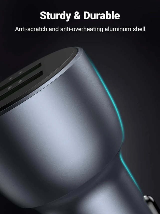 Alt view image 7 of 7 - Vszerda USB Car Charger 36W Fast Charge - QC 3.0 Car Charger Adapter Alloy Body Compatible with iPhone 13/13 Mini/12Pro Max/SE/XR/X/XS/11, iPad 9, Samsung Galaxy S21/S20/S10+/Note 20 (Cable Included)