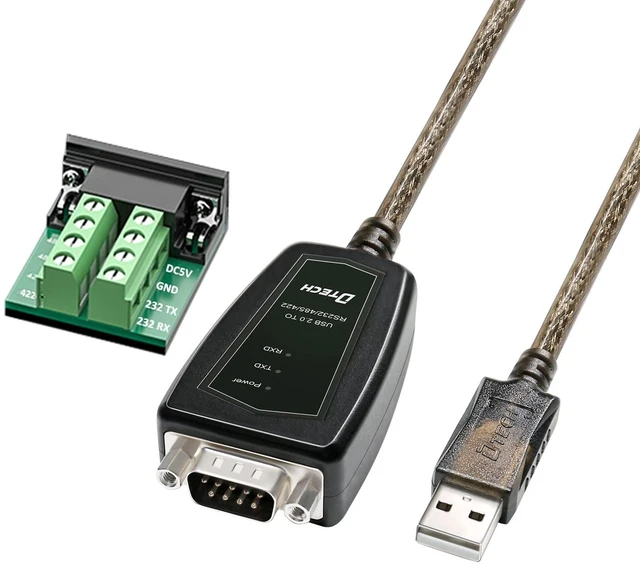 Main image of Vszerda DTech USB to Serial Adapter RS422 RS485 R232 to USB Cable (3 in 1 Interface) Supports DC 5V with Breakout Board LED Lights for Multi-Kind Control Devices Windows 11 10 8 7 XP Mac (1.5ft)