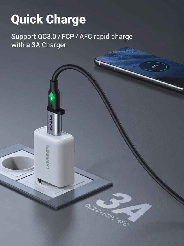 Alt view image 3 of 7 - Vszerda 10Gbps USB C Female to USB Male Adapter 2 Pack, Type C to USB A Charger Cable Converter Compatible with Apple Watch iPhone 15 14 13 AirPods 3 MacBook Samsung Galaxy Note Google Pixel etc Gray