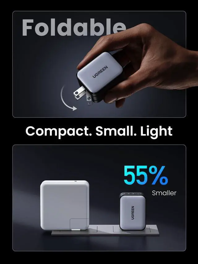 Alt view image 4 of 7 - WRIARICH Nexode X 65W GaN USB C Wall Charger, 3-Port PPS Ultra Compact Foldable Fast Charger for MacBook Pro/Air, iPhone 17/16/15 Series, Galaxy S25/S24, Pixel 10/9, iPad Pro, Steam Deck