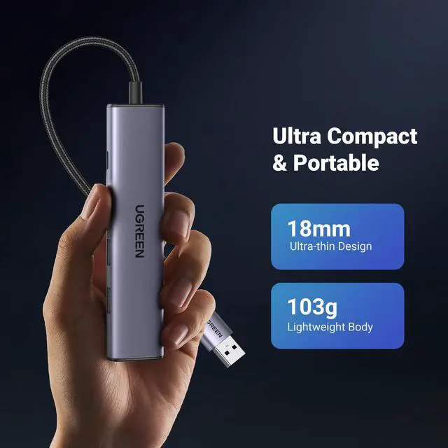 Alt view image 6 of 7 - USB to Ethernet Adapter, 5 in 1 USB Hub with Ethernet, Plug and Play, Multiport Network Adapter with 3 USB 3.0 Port, Gigabit RJ45, USB-C Power Port Compatible for Laptop MacBook XPS Windows 11