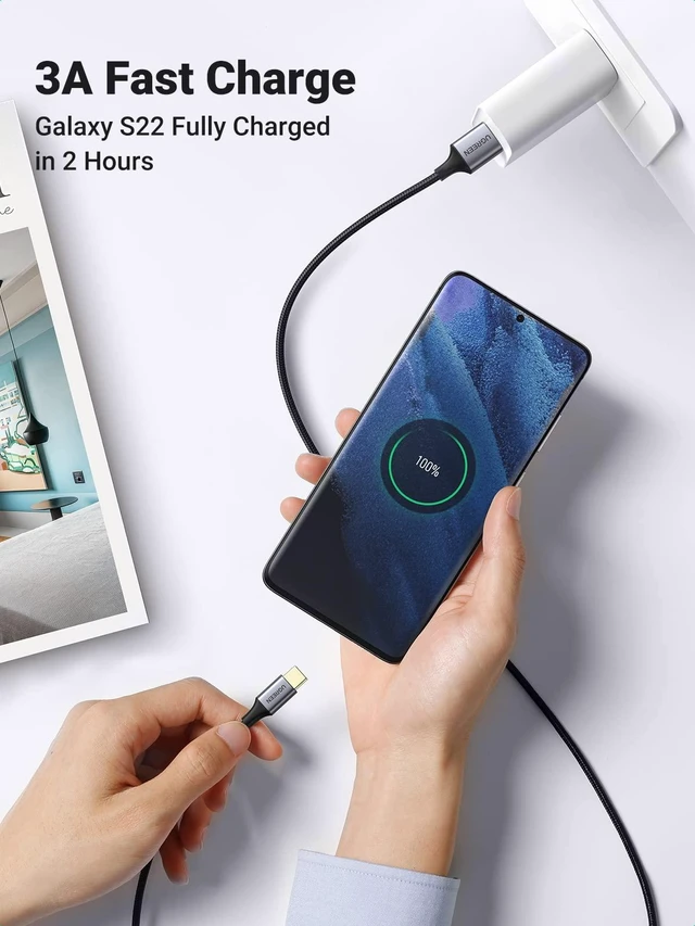 Alt view image 3 of 7 - Vszerda USB-C 3.0 Cable 5Gbps Data Transfer Type C Cable Fast Charging Nylon Braided Cord for Android Auto/iPhone 16/Galaxy S21 S20 A53 A71/iPad Mini 6/Switch/PS5 Controller, 6.6FT
