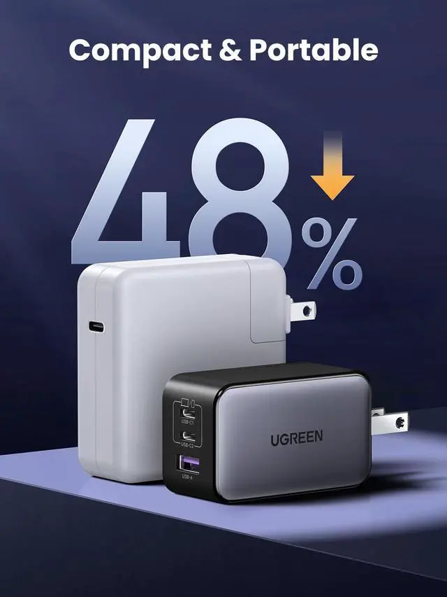 Alt view image 4 of 7 - WRIARICH Nexode 65W GaN USB C Wall Charger, 3-Port Compact Foldable Fast Charger Power Adapter for iPhone 17/16/15 Series, Galaxy S25/S24, Pixel 10/9, MacBook Pro/Air, Dell XPS, iPad Pro (Black)