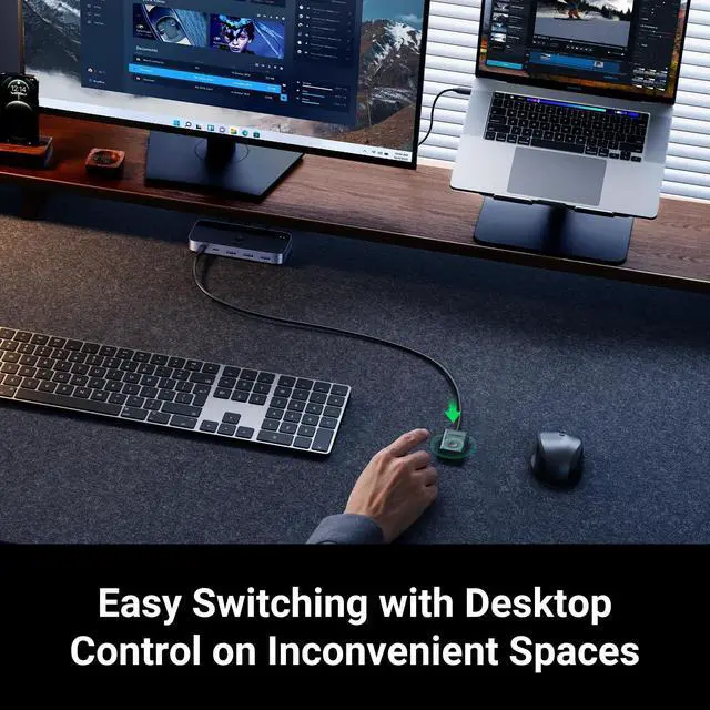 Alt view image 7 of 7 - WRIARICH USB Switch A & C Input for Computers - Share 4 Ports, Switcher Selector for PC, Laptop, Keyboard, Mouse, Webcam, Microphone - Adapter With 2 USB-C Data Cables and Remote