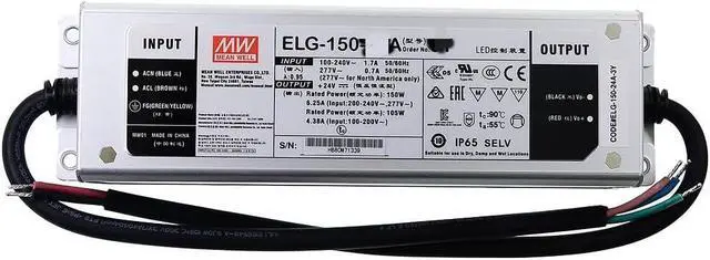 Alt view image 2 of 5 - WRIARICH Mean Well ELG 150W 2.8A LED Driver 3 Wire Input ELG-150-54AB Switching Power Supply Transformer with IP67 PFC Constant Voltage/Current 3 in 1 Dimming