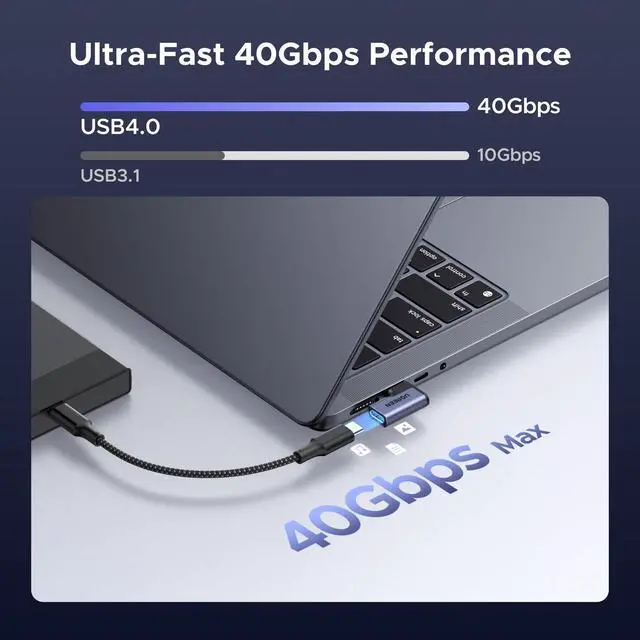 Alt view image 3 of 7 - WRIARICH 40Gbps Right Angle USB C Adapter Combo, 2-Pack 90 Degree USB-C Adapter Compatible with MacBook Pro/Air, Steam Deck, Switch, ROG Ally, Thunderbolt 4, iPhone 16/17, iPad