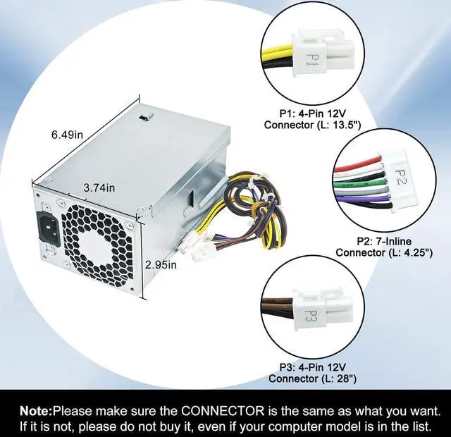 Alt view image 4 of 6 - LXun Upgraded L07305-002 310W Power Supply, D17-310P1A Power Supply Compatible with HP G3 G4 280 288 480 600 880 HP Z2 G4 SFF Workstation Replaces D16-250P2A D16-180P1B PCH023 PCG002 (4P + 4P + 7P)