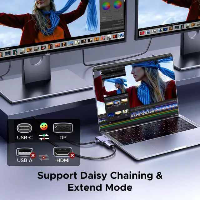 Alt view image 6 of 7 - WRIARICH 32.4Gbps USB C to DisplayPort 1.4 Adapter with PD 100W Fast Charging 8K@60Hz 4K@240Hz Thunderbolt 4/3 to DisplayPort Compatible with iPhone 17, MacBook Pro/Air/Mini, iPad, Galaxy, Steam Deck