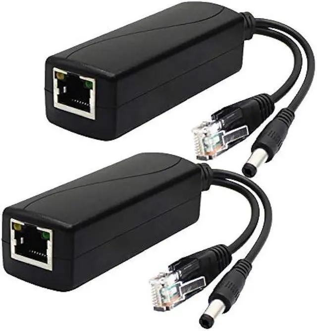 Main image of WRIARICH ANVISION 2-Pack Active 12V PoE Splitter Adapter, Plug 5.5mm x 2.5mm, IEEE 802.3af Compliant 10/100Mbps, for IP Camera AP Voip Phone and More