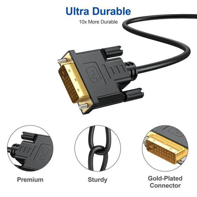 Alt view image 5 of 5 - WRIARICH URELEGAN DVI to DVI Cable 6 Feet 5-Pack, DVI to DVI-D 24+1 Cable Male to Male Digital Video Monitor Cable for HDTV, Gaming, Monitor, Projector