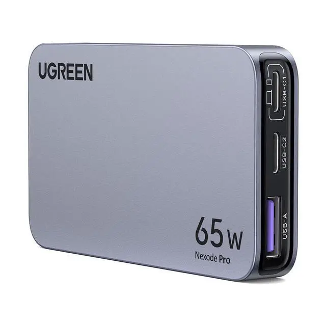 Alt view image 2 of 7 - WRIARICH Nexode Pro 65W 3-in-1 USB-C GaN Ultra-Slim Wall Charger, Black