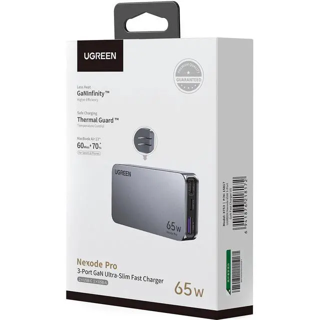 Alt view image 4 of 7 - WRIARICH Nexode Pro 65W 3-in-1 USB-C GaN Ultra-Slim Wall Charger, Black