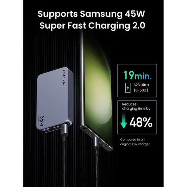 Alt view image 7 of 7 - WRIARICH Nexode Pro 65W 3-in-1 USB-C GaN Ultra-Slim Wall Charger, Black
