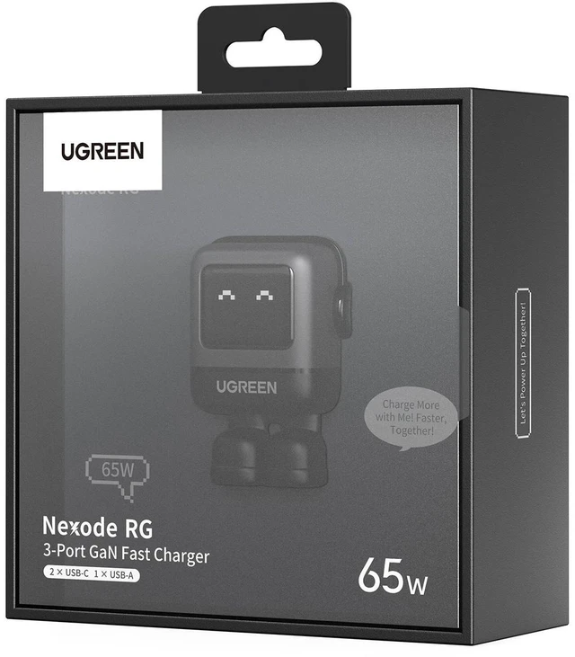 Alt view image 3 of 7 - Uno Robot 65W 3-in-1 USB-C PD GaN Charger Fast Charging Wall Power Adapter Multi-Device USB-C Charging Adapter with LED Screen and Thermal Guard For MacBook Air M2 Space Gray