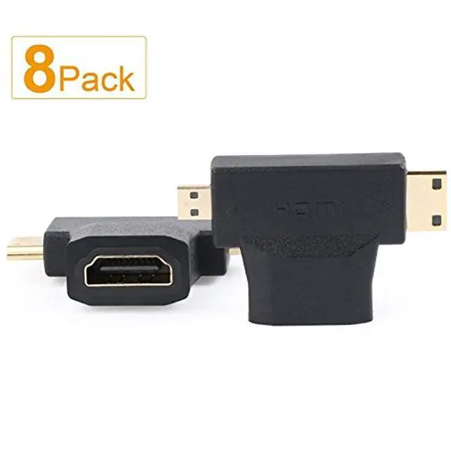 Alt view image 4 of 6 - WRIARICH Micro HDMI to HDMI Adapter|HDMI to Mini HDMI Adapter|Micro HDMI to Mini HDMI Adapter,Mini and Micro HDMI to HDMI 2 in 1 T HDMI Coupler-8Pack