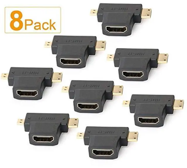 Main image of WRIARICH Micro HDMI to HDMI Adapter|HDMI to Mini HDMI Adapter|Micro HDMI to Mini HDMI Adapter,Mini and Micro HDMI to HDMI 2 in 1 T HDMI Coupler-8Pack