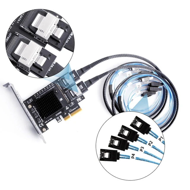Alt view image 2 of 7 - Vszerda 8 Port Sata 3.0 SFF8087 PCIe 3.0 X4 To Mini SAS Controller PCIe To SFF 8087 SFF-8087 Adapter Expansion ASM1166 Chip