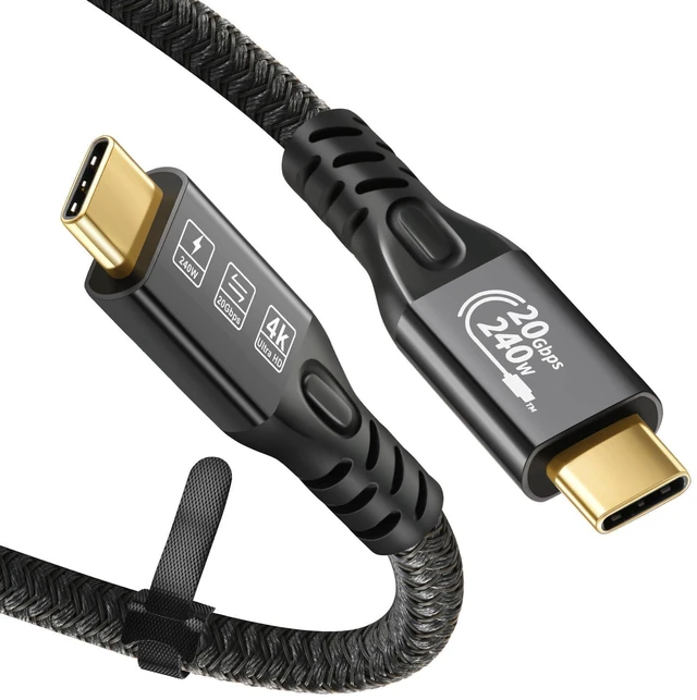 Main image of WRIARICH USB C 3.2 Gen-2 240W Straight Extension Cable 2m 6.6ft Data Transfer 20Gbps 48V/5A Charging Cable Type-C 4K Video Output Compatible with Thunderbolt 3 USB-C Computers