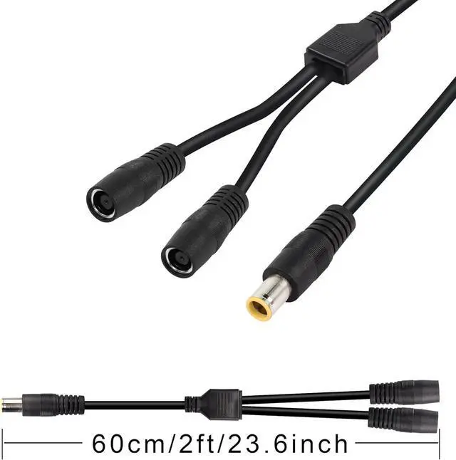 Alt view image 3 of 6 - WRIARICH DC7909 Y Splitter Adapter Cable 14AWG DC 8mm 1 Male to 2 Female Power Cord for Portable Power Station, Solar Panel, Solar Power Bank,etc(60CM 2FT) Black