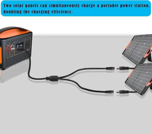 Alt view image 4 of 6 - WRIARICH DC7909 Y Splitter Adapter Cable 14AWG DC 8mm 1 Male to 2 Female Power Cord for Portable Power Station, Solar Panel, Solar Power Bank,etc(60CM 2FT) Black