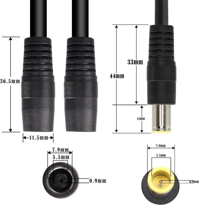 Alt view image 5 of 6 - WRIARICH DC7909 Y Splitter Adapter Cable 14AWG DC 8mm 1 Male to 2 Female Power Cord for Portable Power Station, Solar Panel, Solar Power Bank,etc(60CM 2FT) Black