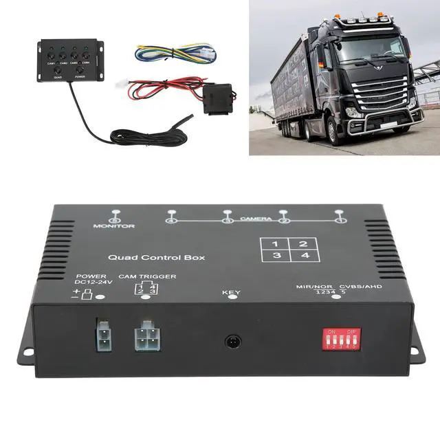 Alt view image 2 of 5 - WRIARICH Fydun Car Parking Camera Video Splitter 4 Channel Car Backup Camera Video Screen Splitter Switch for RV Truck Bus Trailer 1080P DC12V 24V