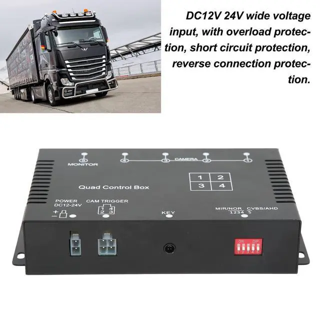 Alt view image 3 of 5 - WRIARICH Fydun Car Parking Camera Video Splitter 4 Channel Car Backup Camera Video Screen Splitter Switch for RV Truck Bus Trailer 1080P DC12V 24V