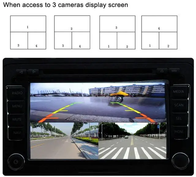Alt view image 5 of 5 - WRIARICH Fydun Car Parking Camera Video Splitter 4 Channel Car Backup Camera Video Screen Splitter Switch for RV Truck Bus Trailer 1080P DC12V 24V
