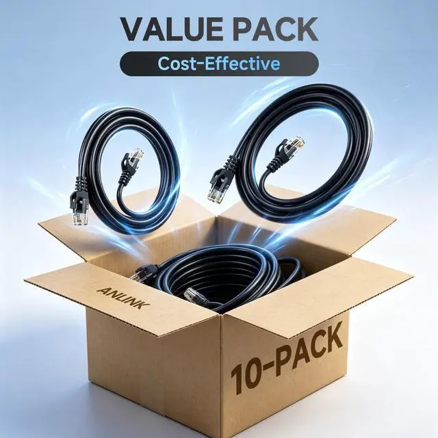 Alt view image 2 of 5 - WRIARICH ANLINK Cat6 Ethernet Cable, 10-Pack 6ft in Black Color, Cat 6 Cable RJ45, LAN, 24AWG UTP, Network, Patch, Internet Cable (6 feet, 10 Pack)