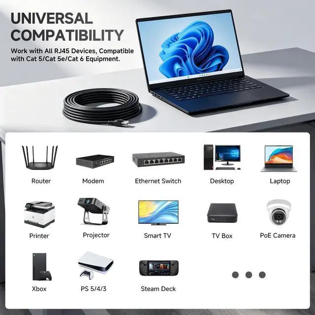 Alt view image 4 of 5 - WRIARICH ANLINK Cat6 Ethernet Cable, 10-Pack 6ft in Black Color, Cat 6 Cable RJ45, LAN, 24AWG UTP, Network, Patch, Internet Cable (6 feet, 10 Pack)