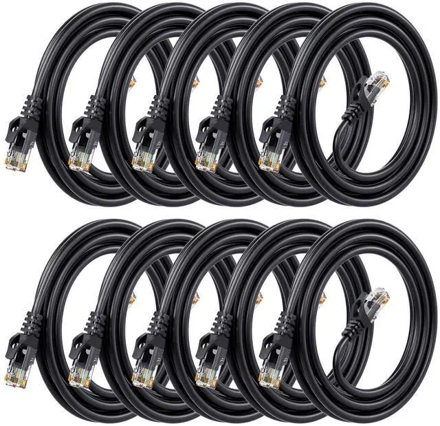 Main image of WRIARICH ANLINK Cat6 Ethernet Cable, 10-Pack 6ft in Black Color, Cat 6 Cable RJ45, LAN, 24AWG UTP, Network, Patch, Internet Cable (6 feet, 10 Pack)
