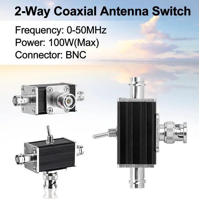 Alt view image 2 of 5 - WRIARICH 2 Way CB/HAM Antenna Coax Switch - 1 Input & 2 Outputs, 100W 0-30MHz Aluminum Alloy BNC Coaxial Antenna Switches for Ham Radio