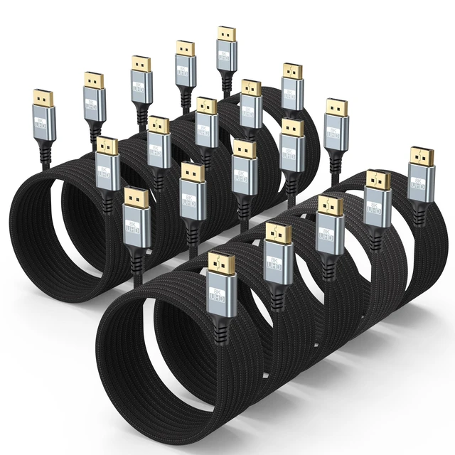 Alt view image 6 of 10 - MOSIMLI DisplayPort Cables 1.4 10FT 10-Pack, 32.4Gbps DP Cable, 8K@60Hz/4K@120Hz/2K@240Hz, HDR, DSC 1.2, FreeSync, G-Sync, FEC, Compatible for Monitor, Computer, Laptop, Graphics Card, Docking Station