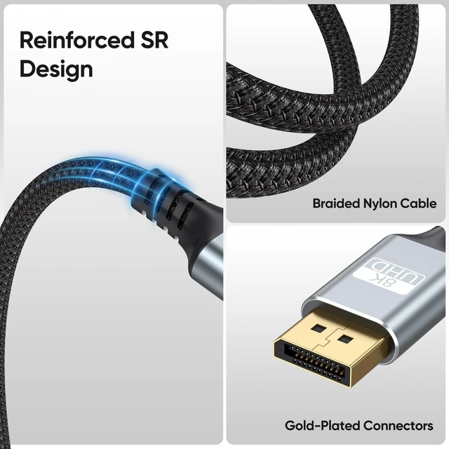 Alt view image 9 of 10 - MOSIMLI DisplayPort Cables 1.4 10FT 10-Pack, 32.4Gbps DP Cable, 8K@60Hz/4K@120Hz/2K@240Hz, HDR, DSC 1.2, FreeSync, G-Sync, FEC, Compatible for Monitor, Computer, Laptop, Graphics Card, Docking Station