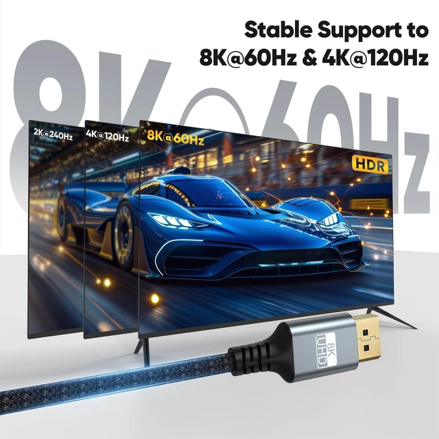 Alt view image 8 of 10 - MOSIMLI DisplayPort Cables 1.4 10FT 10-Pack, 32.4Gbps DP Cable, 8K@60Hz/4K@120Hz/2K@240Hz, HDR, DSC 1.2, FreeSync, G-Sync, FEC, Compatible for Monitor, Computer, Laptop, Graphics Card, Docking Station