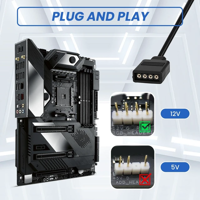 Alt view image 4 of 7 - Vszerda 4 Pcs 12V 4-Pin ARGB Extension Cable, ARGB 1-to-1 Female to Female Cable Extension PC for Computer Case Fans and Addressable LED Strips, RGB Splitter Cord (Extension Cable)