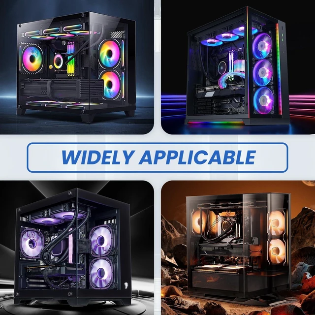Alt view image 6 of 7 - Vszerda 4 Pcs 12V 4-Pin ARGB Extension Cable, ARGB 1-to-1 Female to Female Cable Extension PC for Computer Case Fans and Addressable LED Strips, RGB Splitter Cord (Extension Cable)