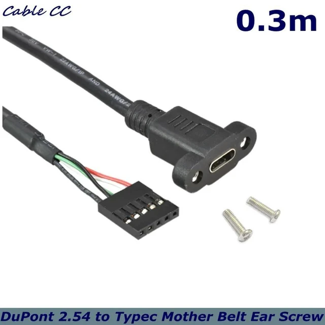 Main image of Vszerda DuPont 5-pin to Type-C Female With Ear Adapter Cable 2.54 Terminal Motherboard 5-pin USB 2.0 Chassis Data Cable