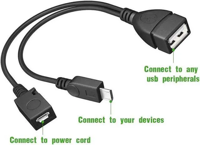 Alt view image 6 of 6 - WRIARICH 2 Pack 8 Inch 2-in-1 Micro USB OTG Y Splitter Cable, Micro USB to USB A Female with Micro-B Charging Port for Android, Fire Stick, 2.5" SSD