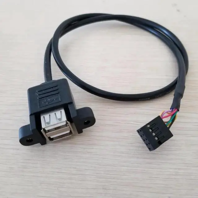 Main image of WRIARICH Internal Motherboard USB 9Pin Header to Dual USB-A Female Screw Mount Panel Extension Cable