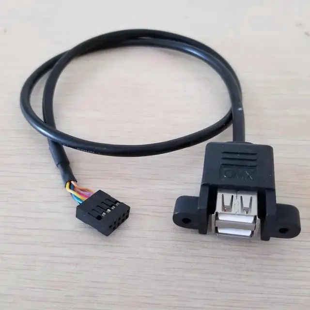 Alt view image 3 of 3 - WRIARICH Internal Motherboard USB 9Pin Header to Dual USB-A Female Screw Mount Panel Extension Cable
