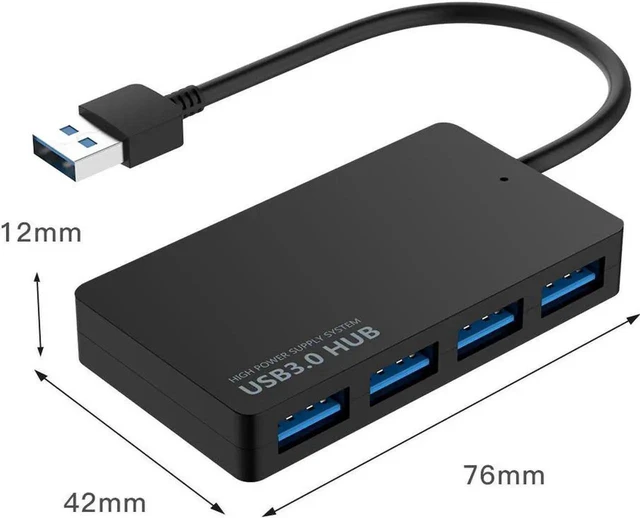 Alt view image 6 of 7 - WRIARICH 4-Port USB 3.0 Hub Splitter, 5Gbps Super Speed USB Extension Adapter for Laptops, Desktops PC, Portable Computer Accessory