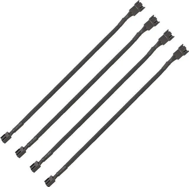 Main image of WRIARICH 4 Pack 10.5 Inch Nylon Braided PWM Fan Extension Cable, 3/4 Pin for ATX Case Cooling Fans