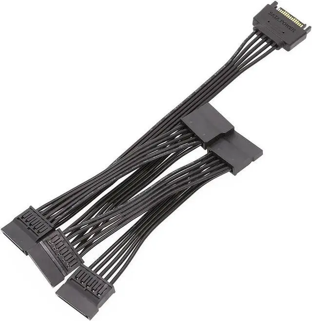 Main image of WRIARICH 24-inch (60CM) 15Pin SATA Power Splitter Cable, 1 Male to 5 Female SATA Power Extension Cord for HDD & SSD