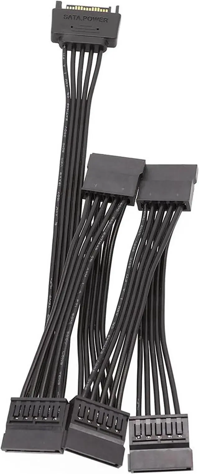 Alt view image 5 of 6 - WRIARICH 24-inch (60CM) 15Pin SATA Power Splitter Cable, 1 Male to 5 Female SATA Power Extension Cord for HDD & SSD